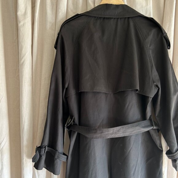VINTAGE YVES SAINT LAURENT 90'S BLACK TRENCH COAT - Picture 8 of 13